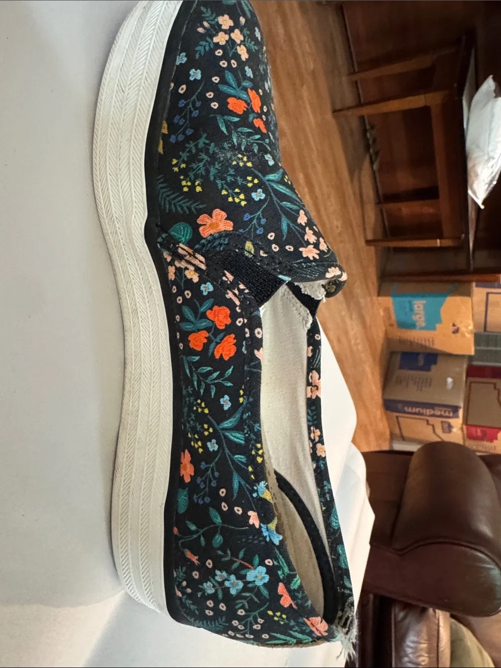 Keds Black Floral Slip-On Canvas Sneakers